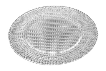 Glass, Charger, Plate, Silver Glass Charger, Set of 6, Beautifully Designed, 12.5" Diameter, Made in Europe