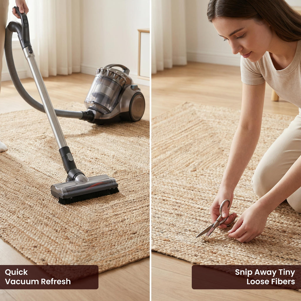 Rectangle Braided Jute Area Rug, Natural Fiber