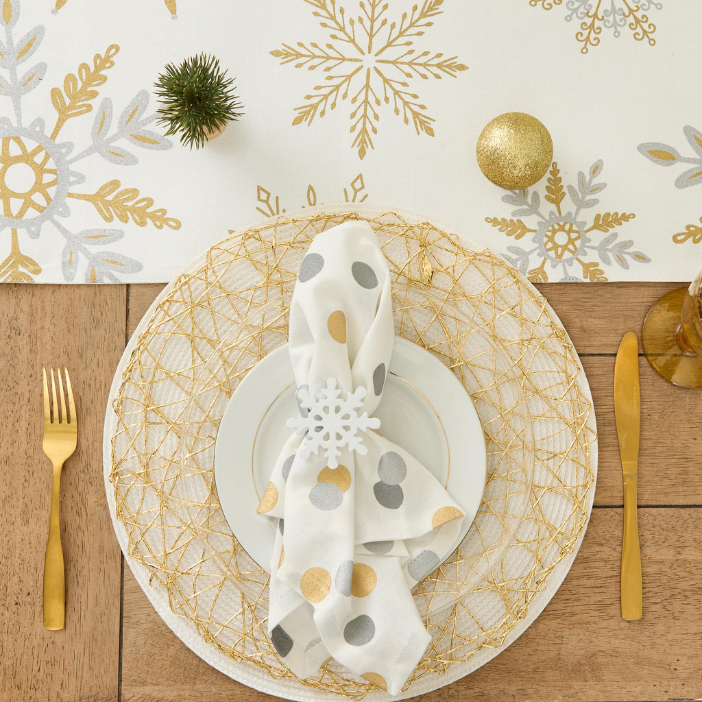 Metallic Round Woven Placemats, Set of 4, 15", Champagne Gold