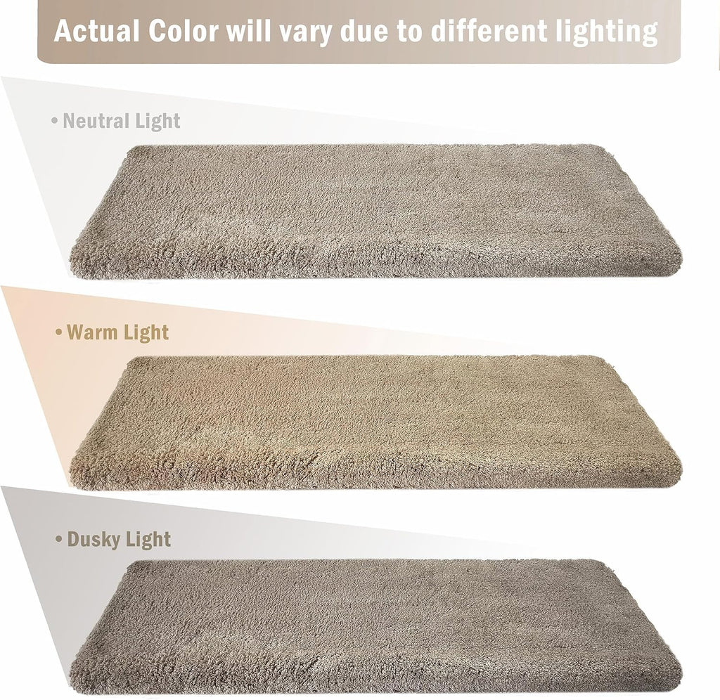 Ultra Plush Carpet Stair Treads 8 x 30 Inch Cream Gray 14 Pcs | Soft Indoor Stair Protector,Reduce Noise,Self