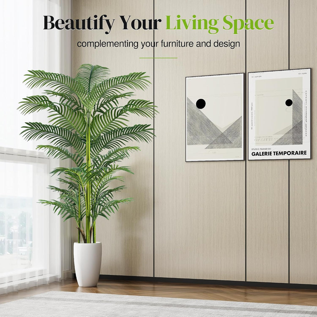 Artificial Palm Tree 6FT, Faux Plants Indoor and Outdoor 2 Pack, Tall Fake Tree Tropical Areca Floor Plant in Pot - Set of 2