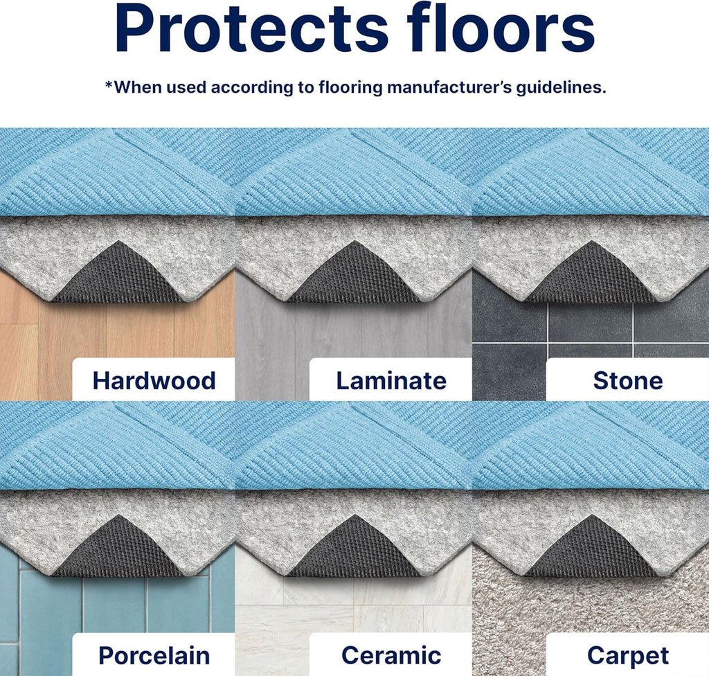 Dual Surface - 8'x10' - 1/4" Thick - Felt + Rubber - Non-Slip Backing Rug Pad - Safe for All Floors - Set of 80