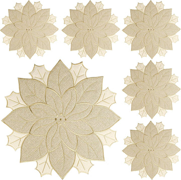 Christmas Placemats Set of 6 Christmas Decorations Indoor Round Placemats for Winter Holiday Party Kitchen Dinning