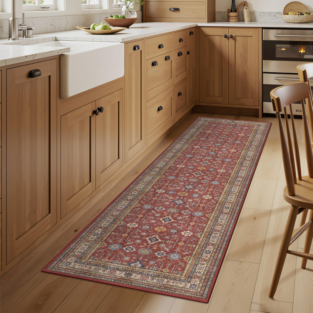 2'6"x8 Runner Rug Non Slip, Washable Runners s Burgundy