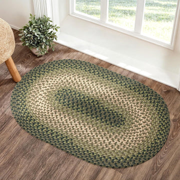 Tranquility TQ22 Green 2' x 3' Oval - Braided Area Rug, Home Decor, Floor Mat or Bedroom Rug - Easy Care, Ideal for