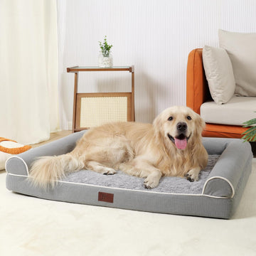 Orthopedic Dog Beds for Large Dogs, Waterproof Lined Egg Crate Foam Pet Bed Mat with Removable and Washable Cover