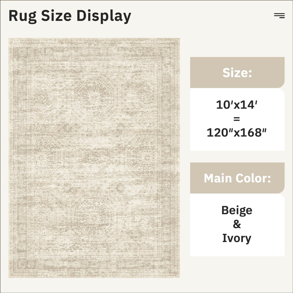 Area Rugs Washable Rug Non-Slip Beige