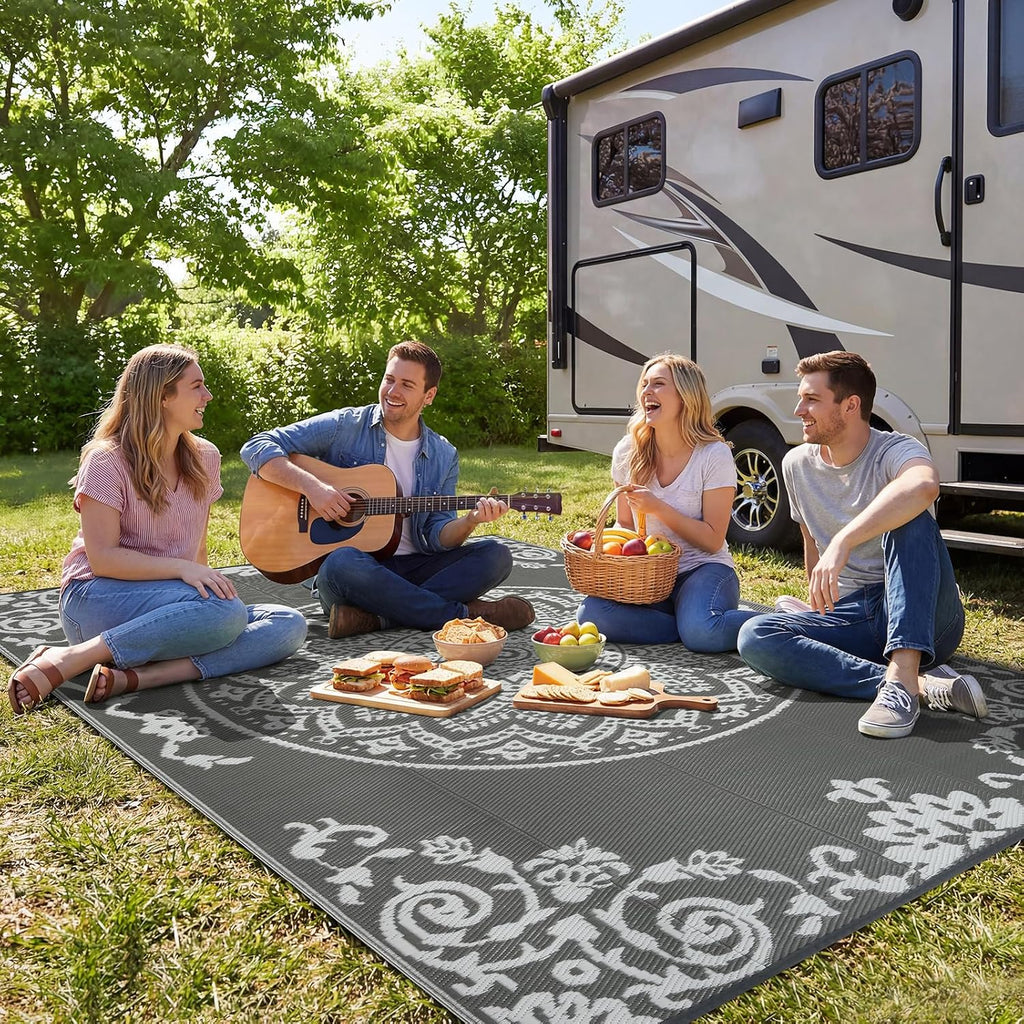 Outdoor Rug Waterproof, Reversible Outdoor Plastic Straw Rug, UV-Resistant Patio Rug Lightweight Portable RV