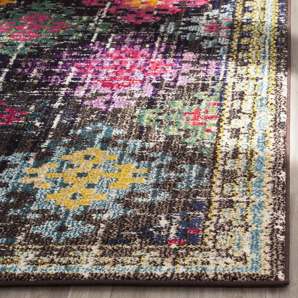 Monaco Collection Area Rug - 6'7" Square, Multi, Boho Diamond Trellis Design, Non-Shedding & Easy Care, Ideal for