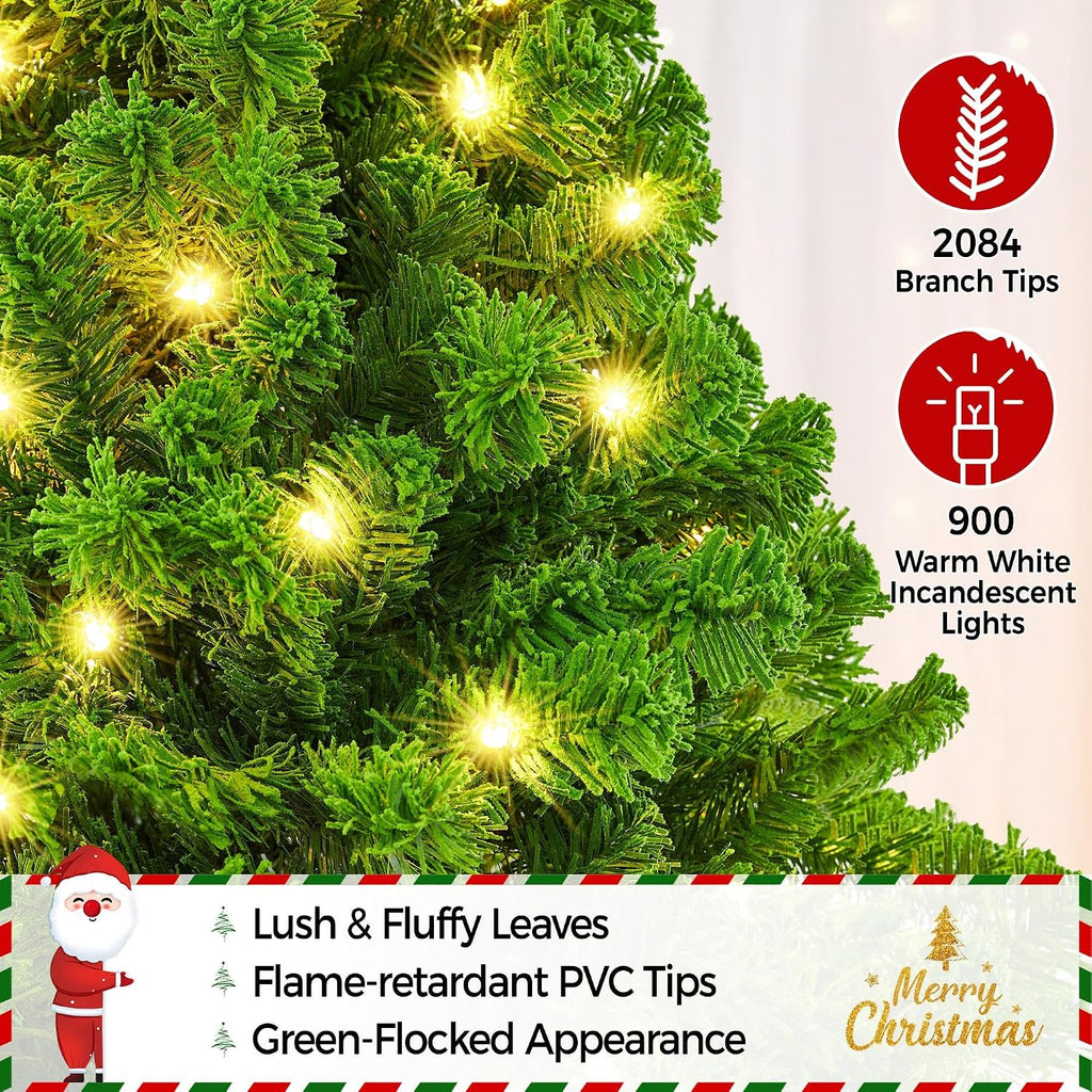 Prelit Artificial Christmas Tree with 900 Warm White Lights