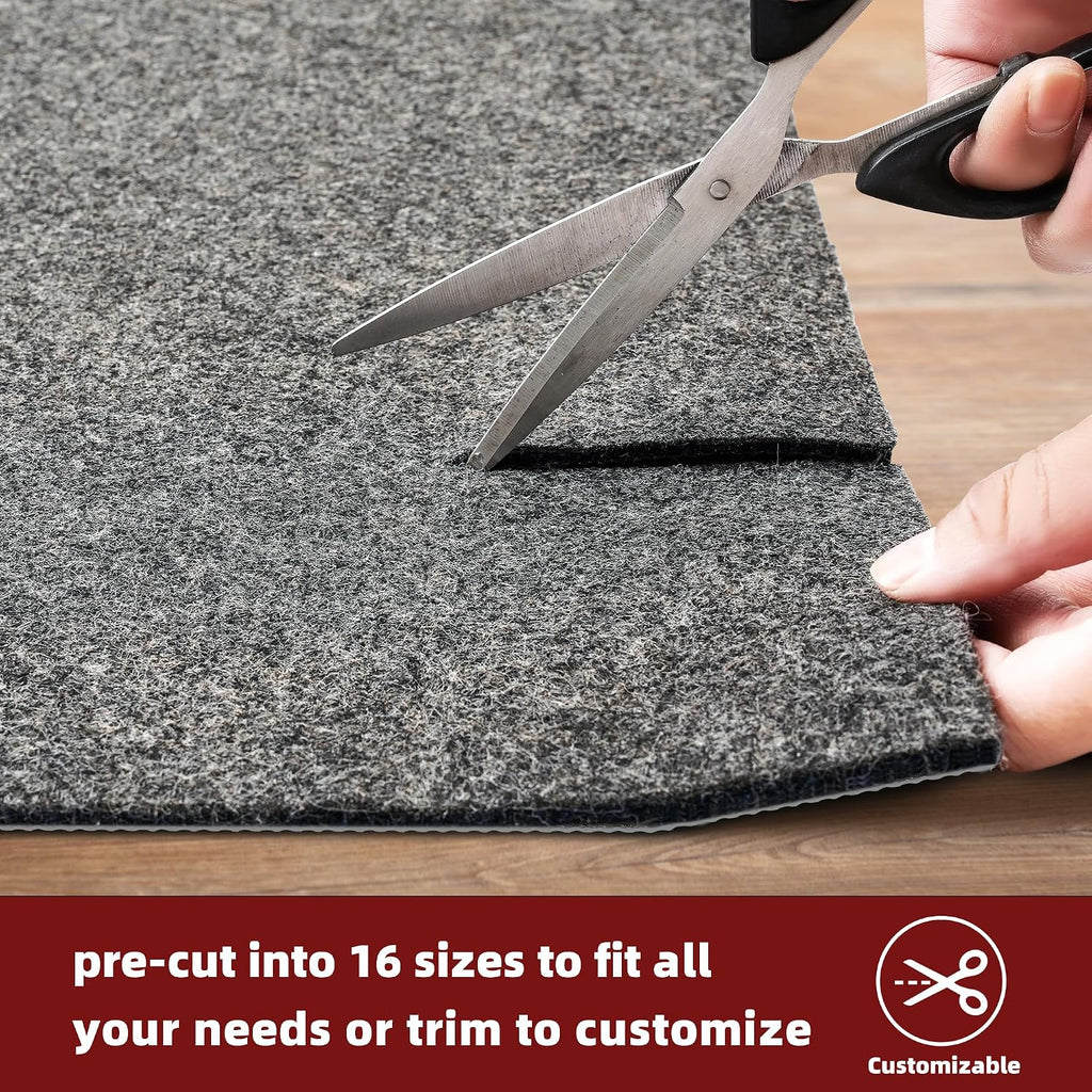 BAGAIL Felt and Natural Rubber Backing Rug Pads 1/4" Thick, 2 x 3 Ft Non Slip Carpet Gripper Keep Rugs in Place - Set of 6
