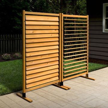 Convertible Freestanding/Surface Mounted Privacy Screen, Cedar Wood