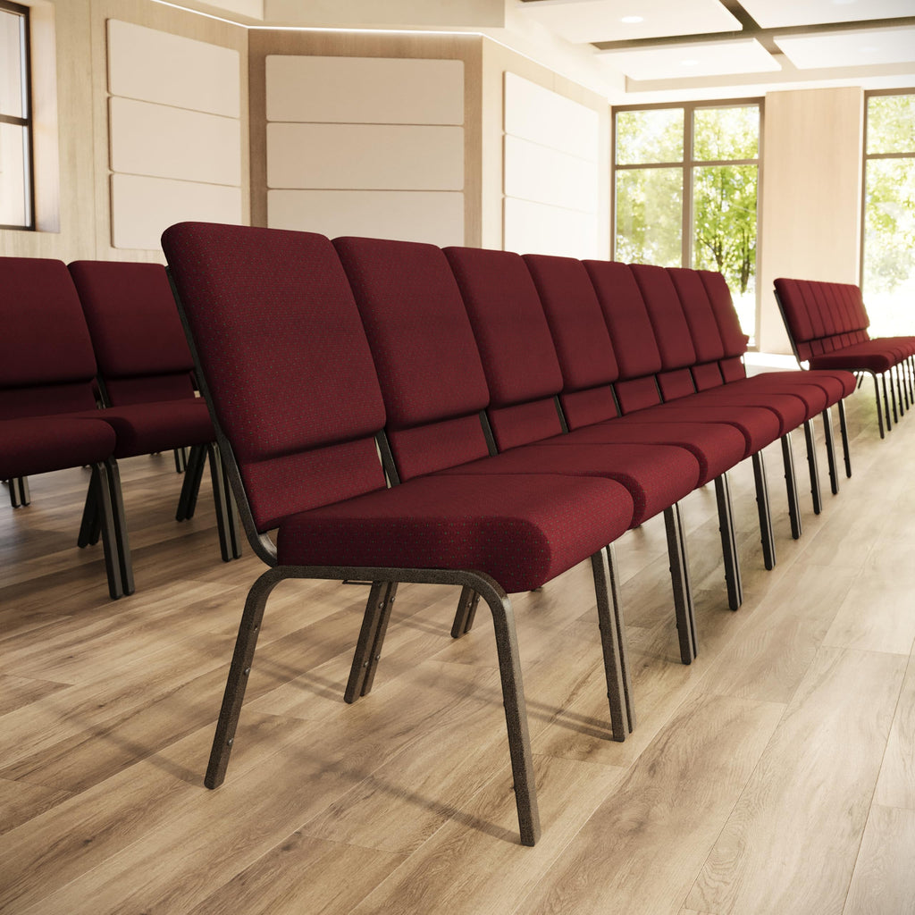 18.5 in Wide Fabric Church Chair, Burgundy