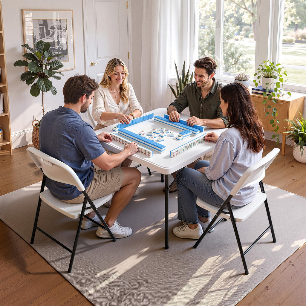 3 ft Square Folding Card Table, Portable Folding Table with Carrying Handle, Heavy Duty 400 lbs Capacity, Ideal for
