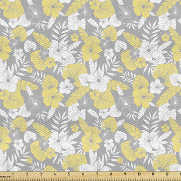 Luau Fabric by The Yard, Hawaiian Vegetation Flowers Abstract Summertime Botanical Composition, Decorative Fabric
