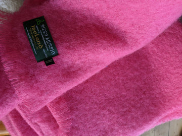 Irish Mohair & Wool Throw Blanket, 54x72in, Solid Pink