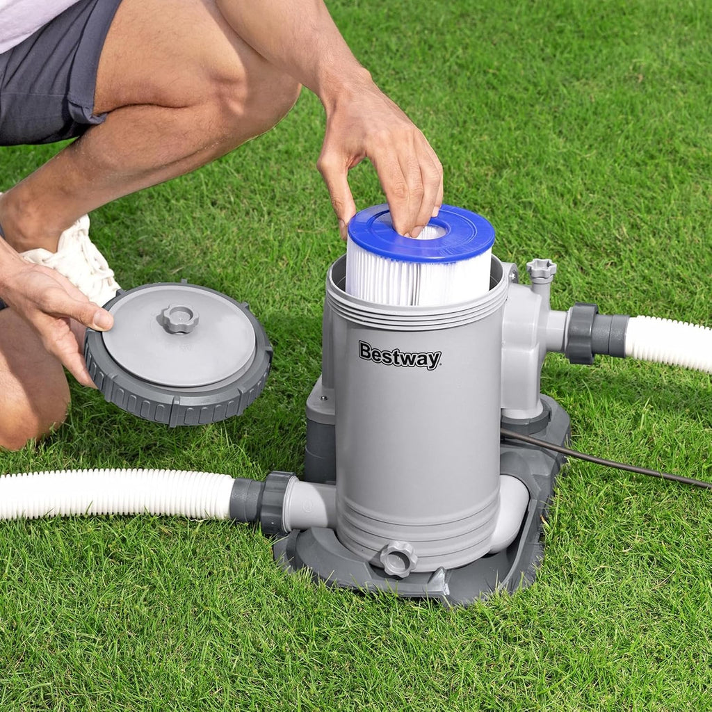 58392E Flowclear 2500 GPH Water Filter Pump for Above-Ground Swimming Pools with Customizable Timer and Set of