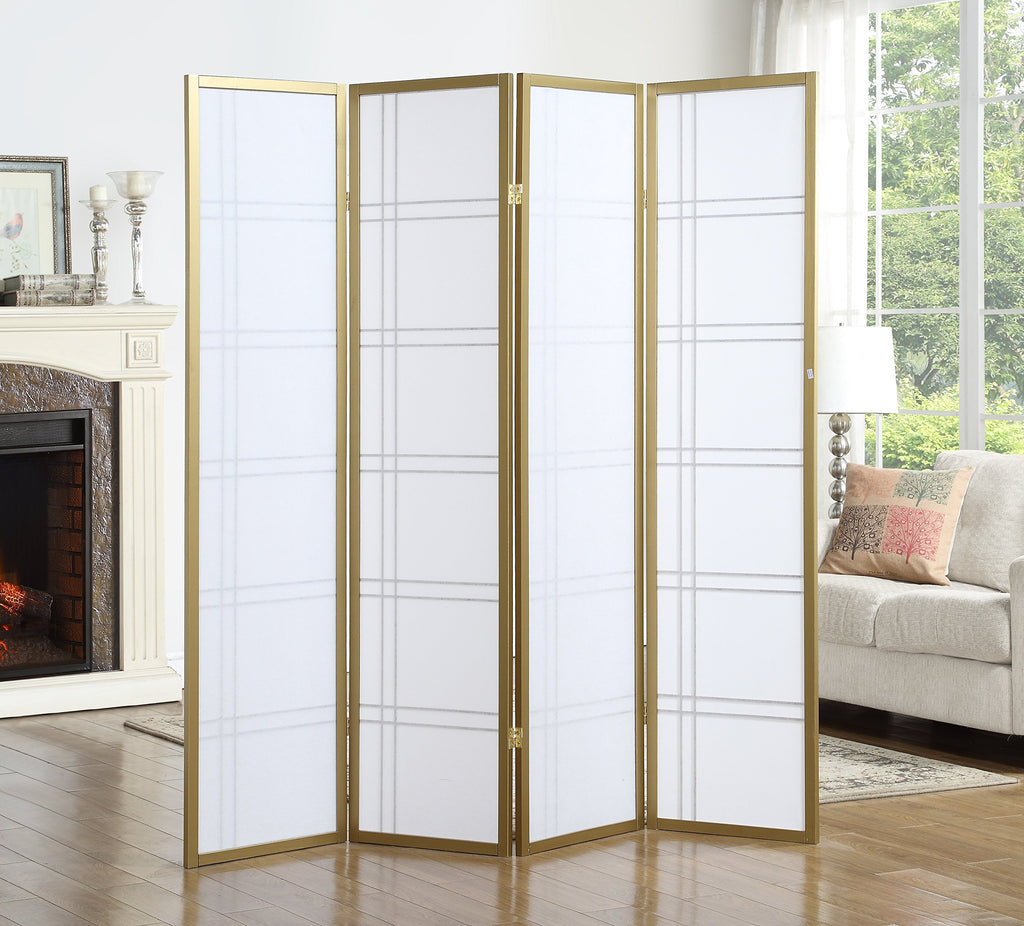 Seto 4-Panel 4 Golden Room Divider Screen, Gold