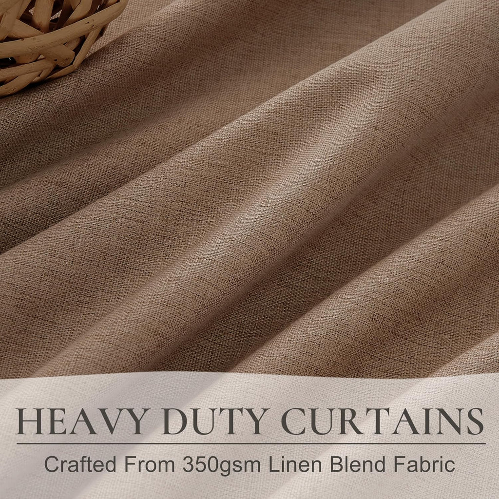 RustBrown Linen Pinch Pleated Blackout Curtains & Drapes 96 Inch Long Bedroom/Livingroom Farmhouse Curtains 2 Panel