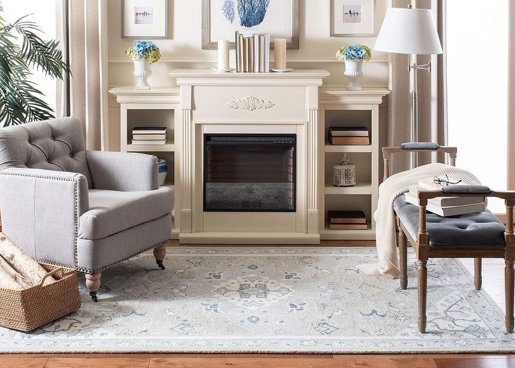 Micro-Loop 10' x 14' Light GreyIvory Handmade Medallion Premium Wool Dining Area Rug