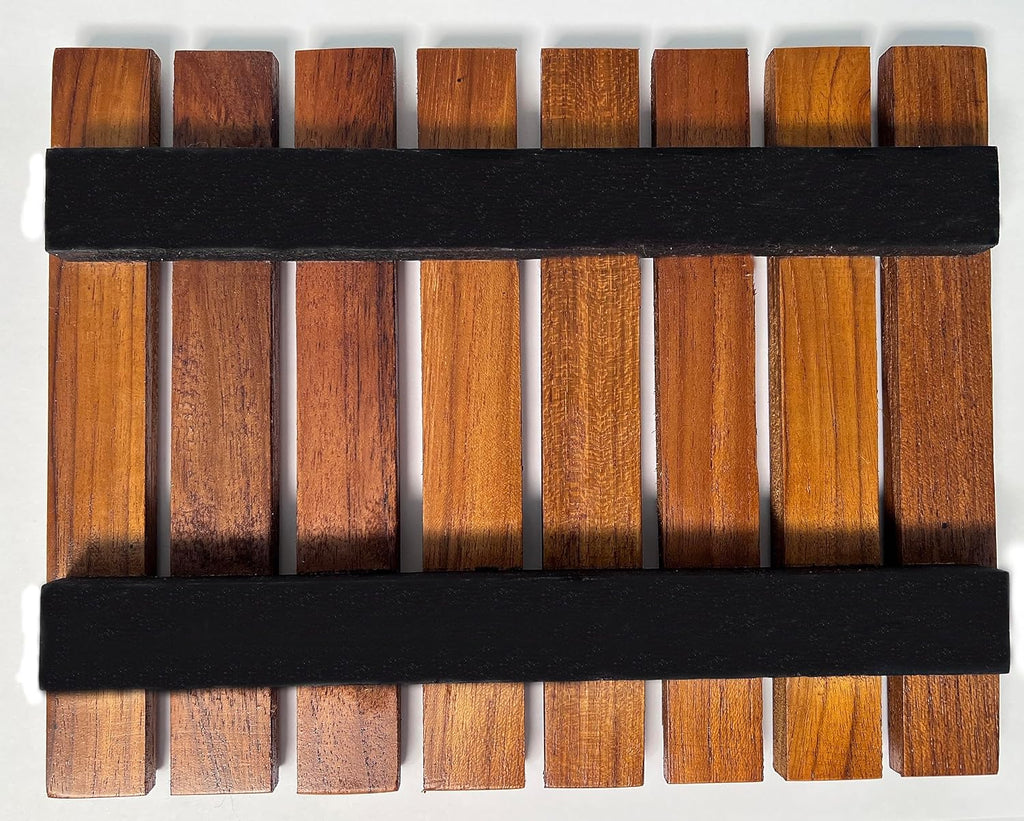 Handmade Adorable Rectangle Teak Wood Trivet for Hot Dishes, Pot Pan or Tea Pot Holder, for Any Kitchen - Set of 2