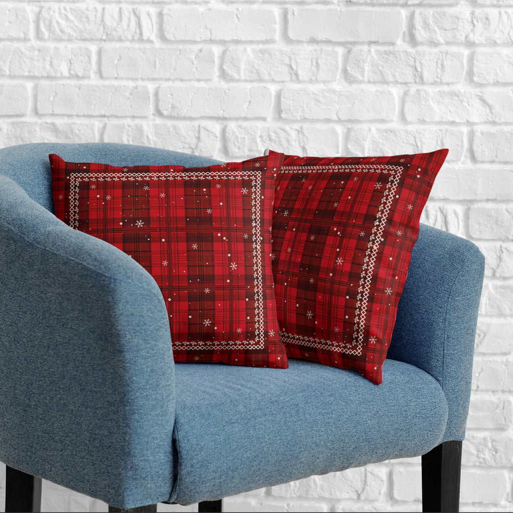 Christmas Checkered Pillow Covers Red Black Xmas Buffalo Plaid Throw Pillow Covers 24x24 Set of 2 Winter Tartan