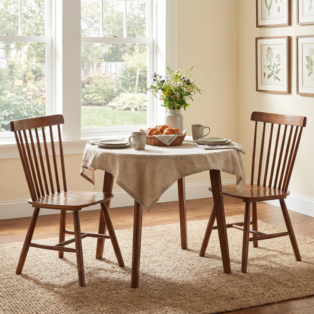 Windsor Dining Chairs Set of 4, Spindle Back Wooden Chairs