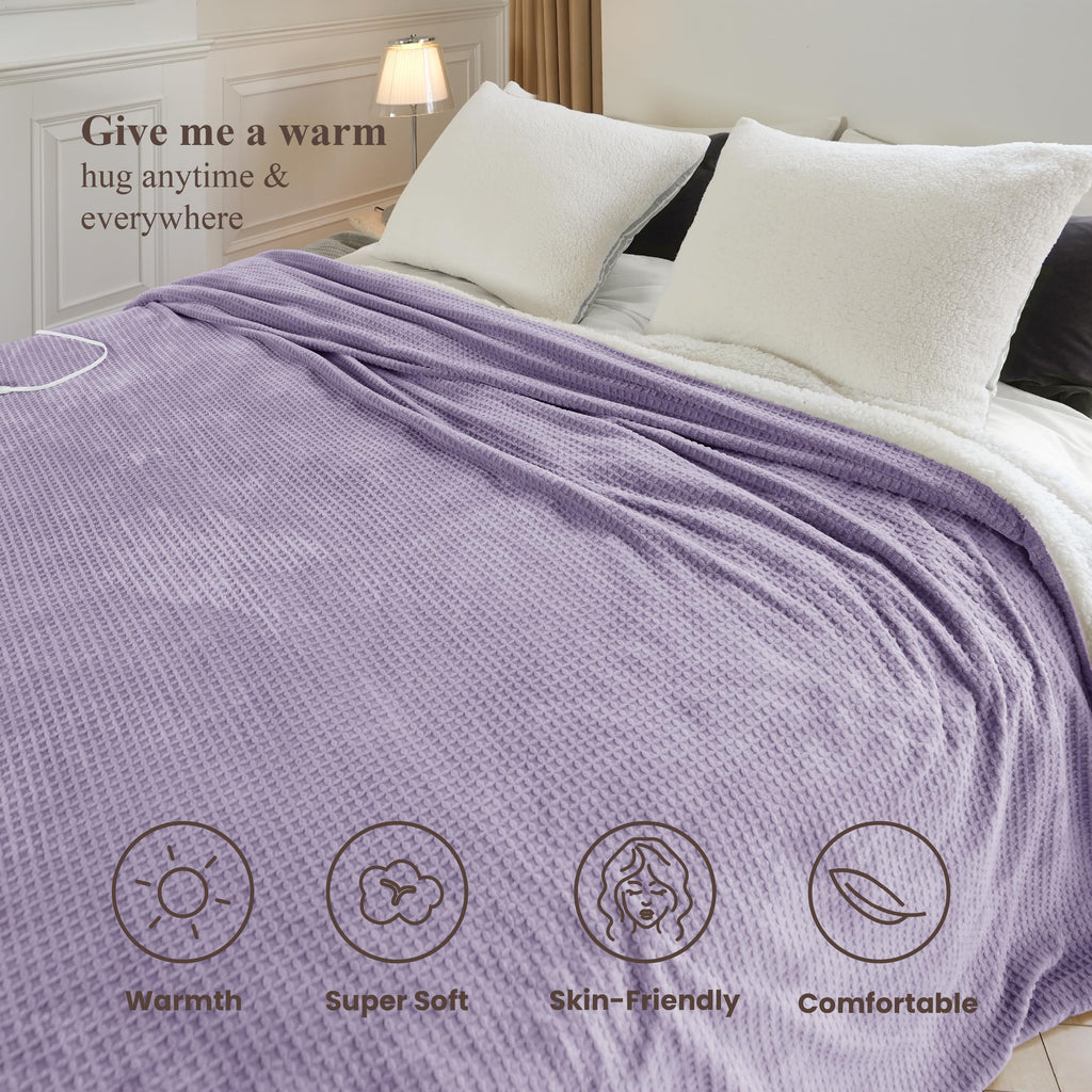 Heated Blanket Queen Size, Electric Blanket Queen Dual Control Fast Heating & Washable Blankets with 6 Heating Levels
