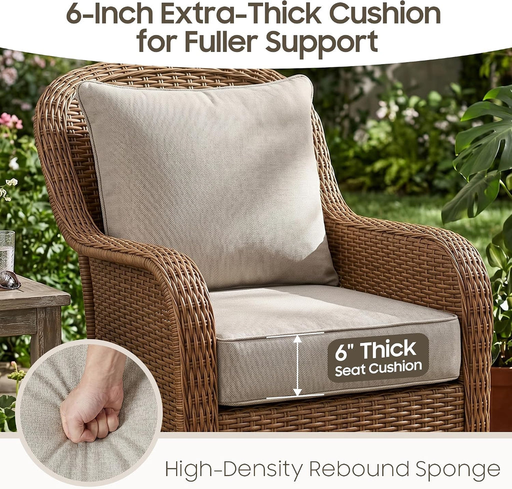 24x24 Outdoor Seat Cushions Set of 2, Thick Deep Seated Outdoor Chair Cushions Furniture, Fade Resistant Replacement