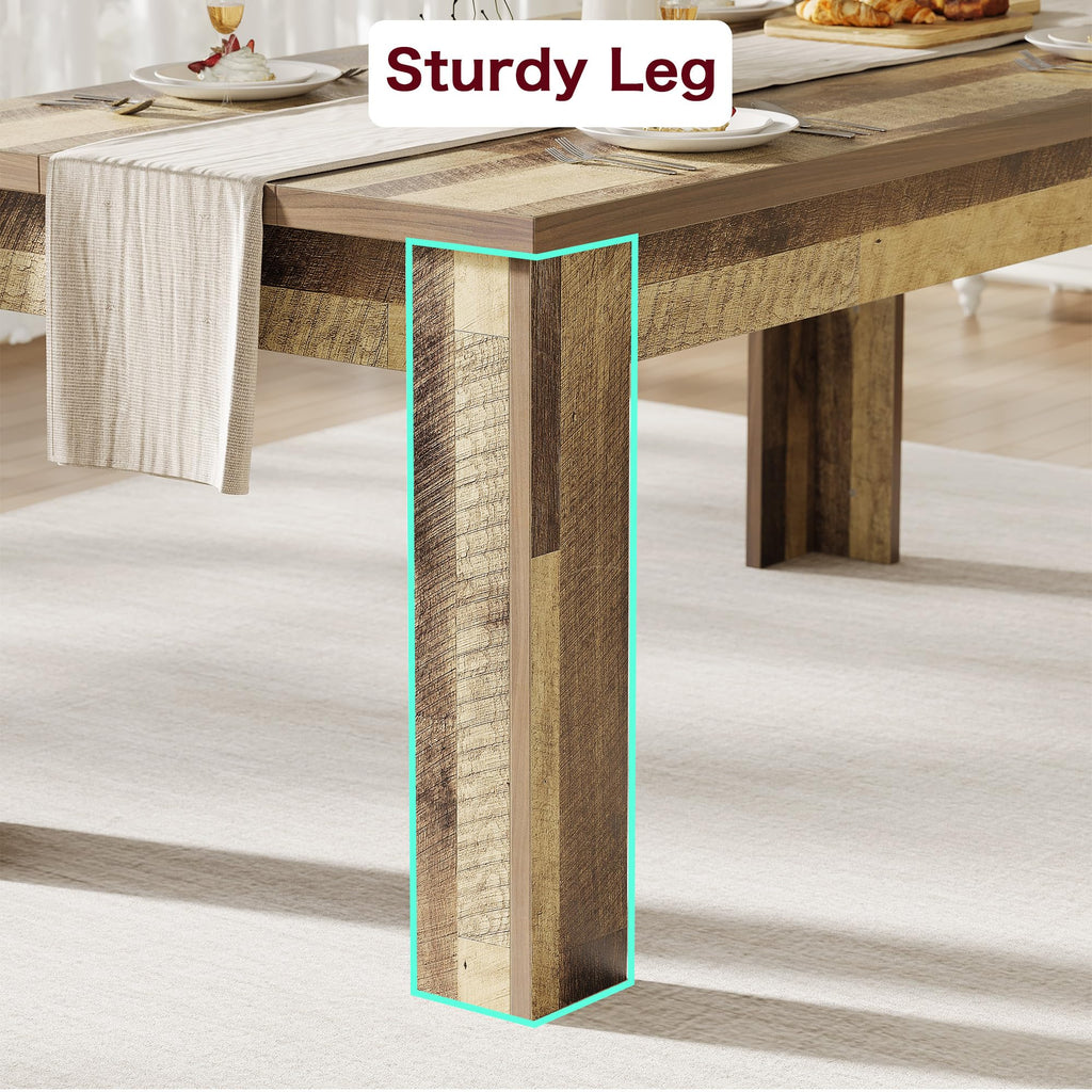 63" Farmhouse Dining Table for 4-6, Rectangular, Retro Brown