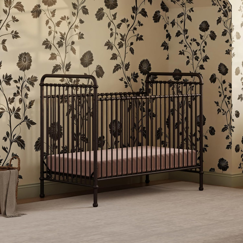 Abigail 3-in-1 Convertible Metal Crib in Vintage Iron, Greenguard Gold Certified | GREENGUARD Gold Certified