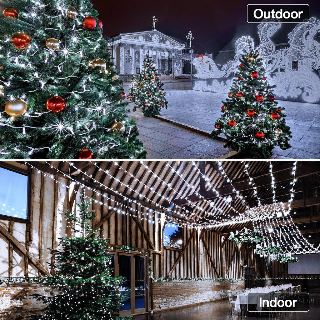 328FT 1000 LED Christmas Lights Outdoor Waterproof, Timer & Memory Function, 8 Modes Cool White String Lights Plug
