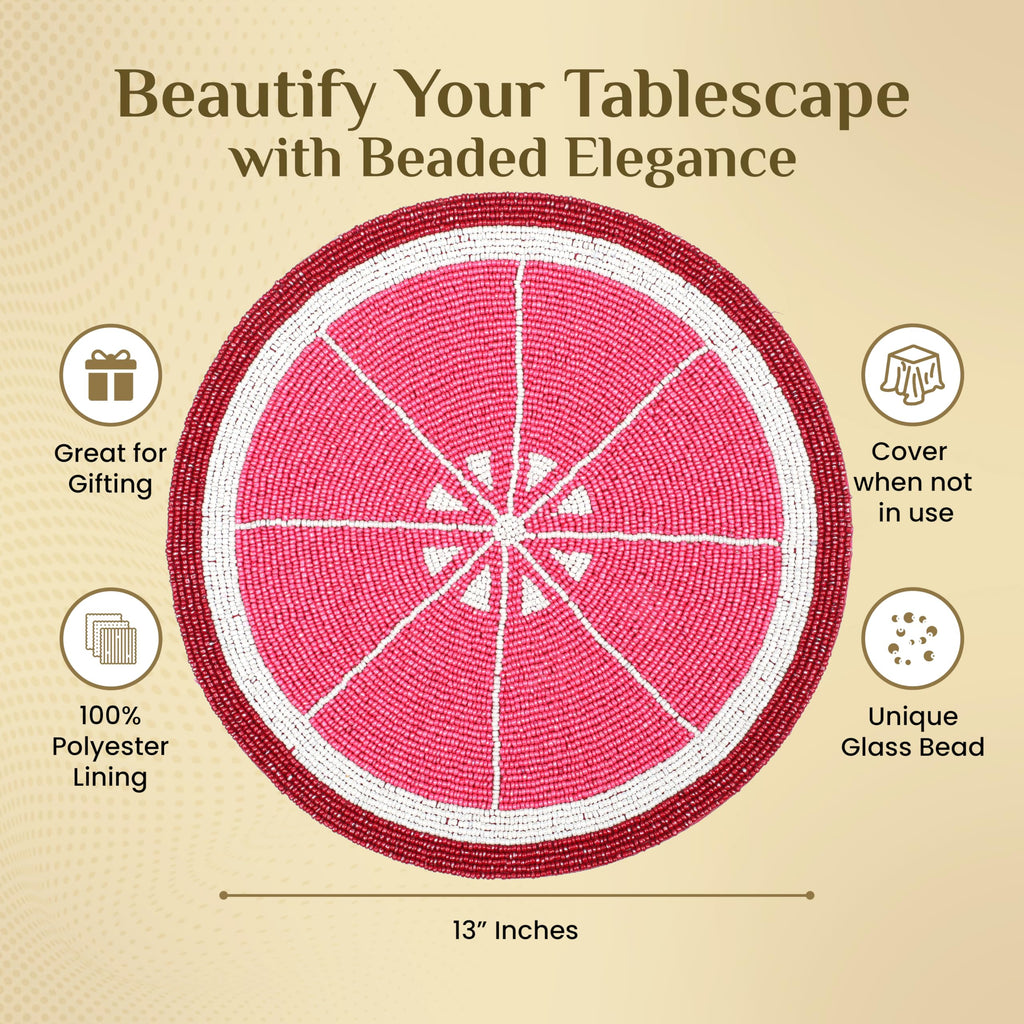 Beaded Placemats Set of 4 Multi Round Glass Chargers