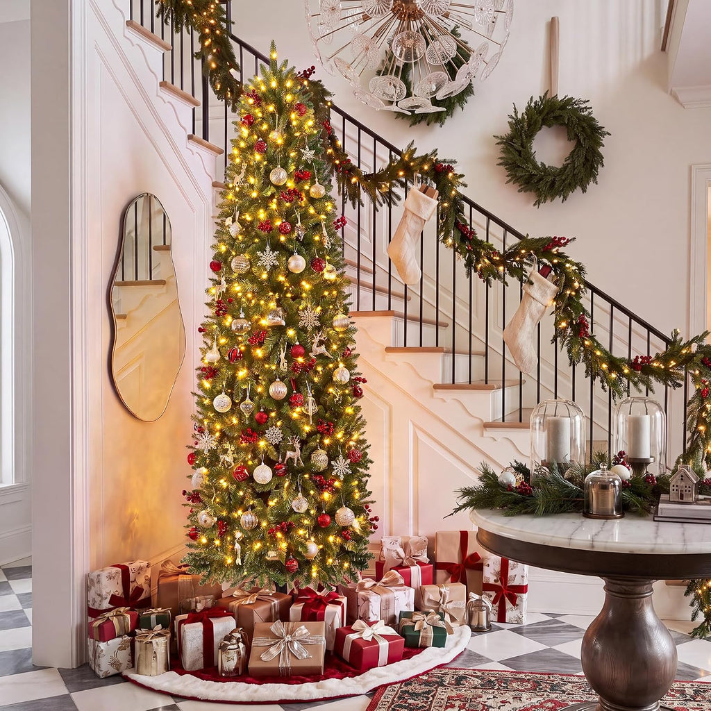 Prelit Pencil Christmas Tree, RGBW Lights, App Control