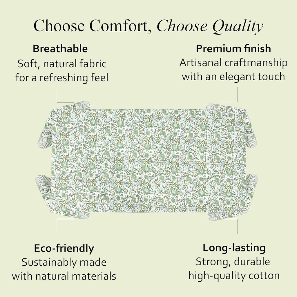 Tablecloth 100% Cotton 60x60 Inch Indian Block Print Square Table Cover, Table Cloth for Wedding