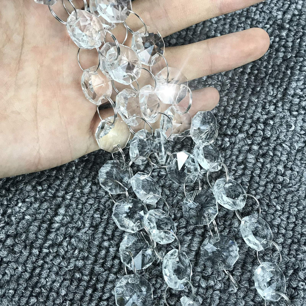 Crystal Garland 32.8Ft Glass Crystals Beaded Trim Clear Chandelier Octagon Beads Chain for Wedding Party DIY Craft