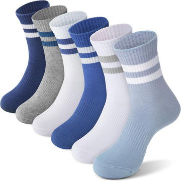 Kids School Athletic Sports Cotton Socks,Teen Girls Boys Crew Socks