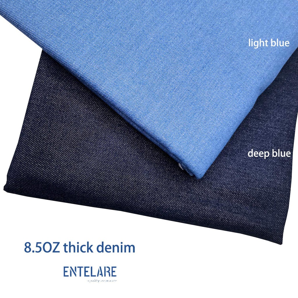 8.5OZ Cotton Durable Denim Fabric 62 Inches Width (Deep Blue 1Yard)