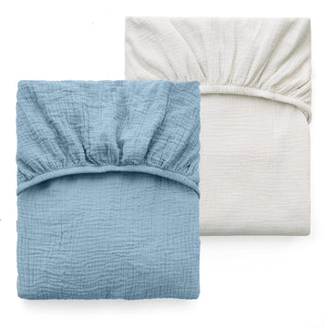 Crib Sheets 52"x28", 2 Pack Muslin Crib Sheets for Baby Nursery