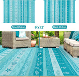 Outdoor Plastic Straw Rug, Reversible Outdoor Rug Waterproof 9x12 Rugs for Patio, RV Camping Rug Pic