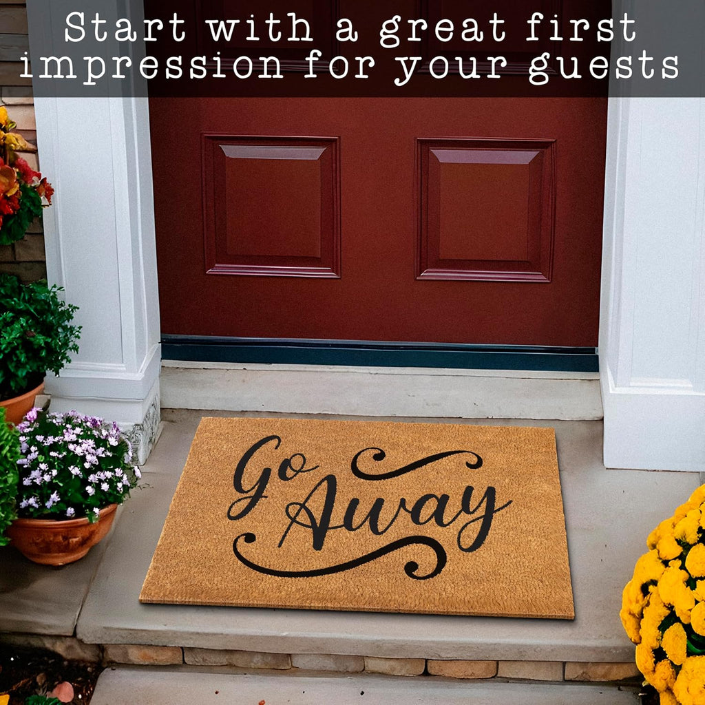 Go Away Doormat, 30x17 Inch, Funny Door Mat Outdoor, Go Away Front Door Mat, Unwelcome Mat, Farmhouse Style | Funny