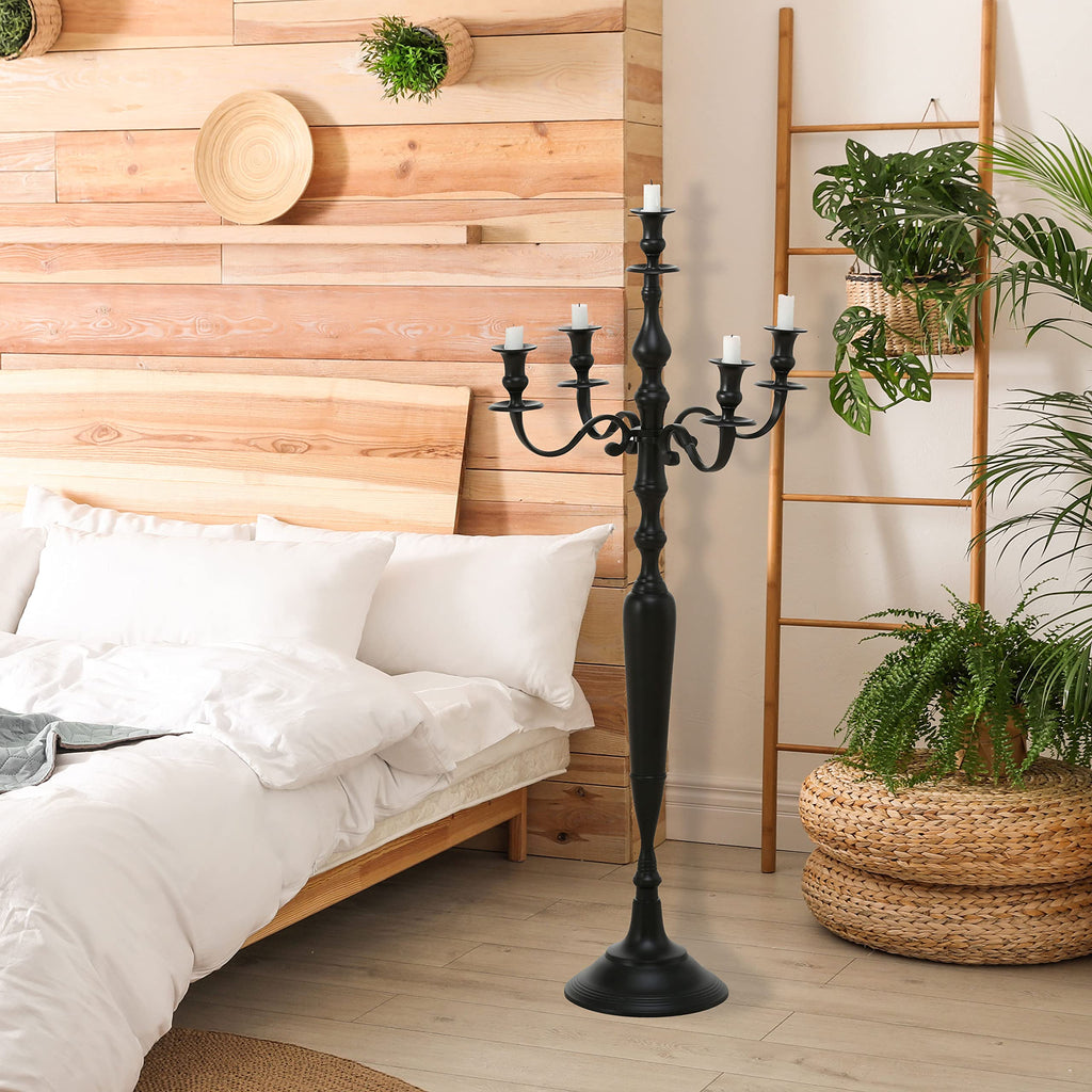 Black Floor Candelabra, 41.25" Tall Standing Candle Holder