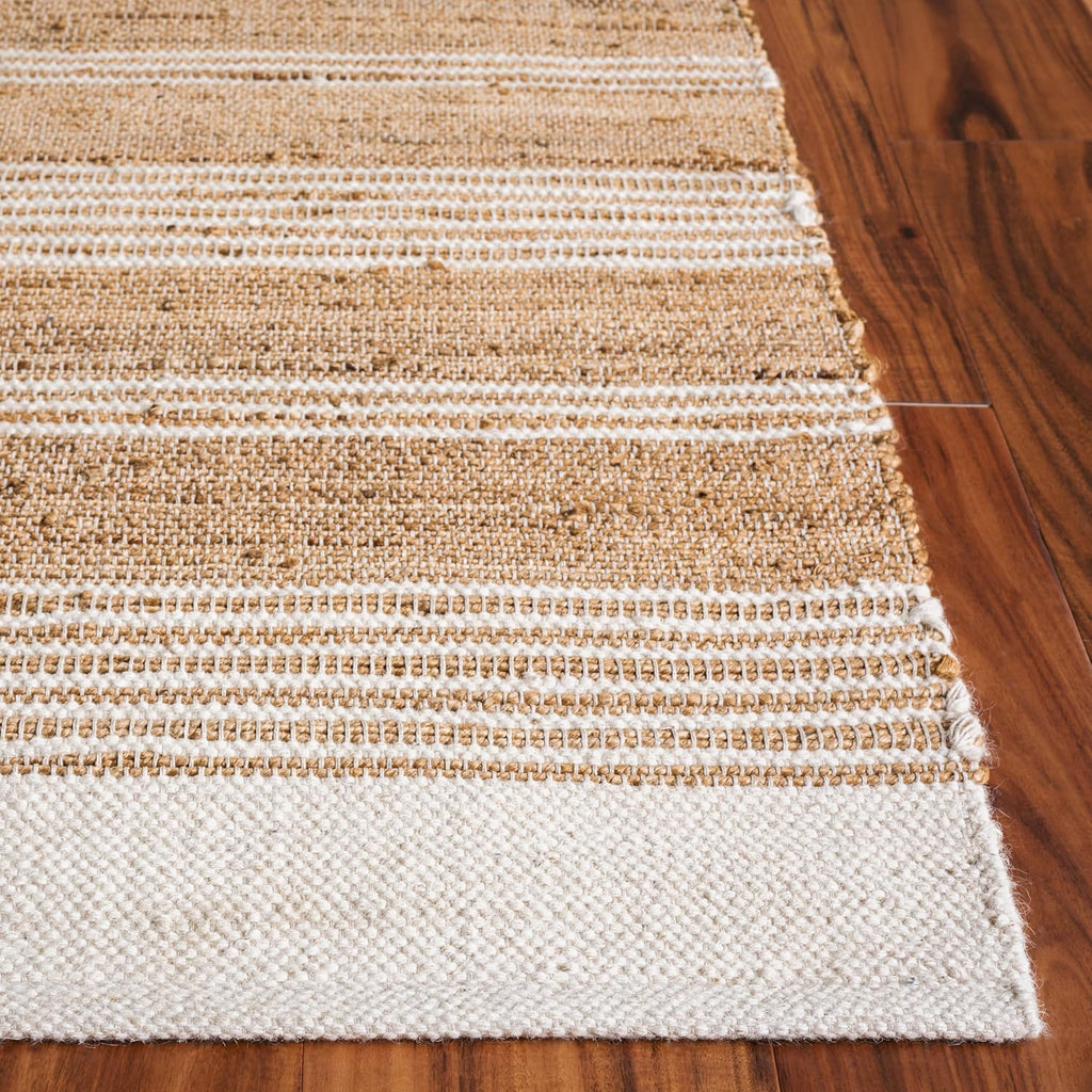Natural Fiber Collection Area Rug - 6' Square, Natural & Ivory, Handmade Jute, Ideal for the Living Room, Dining