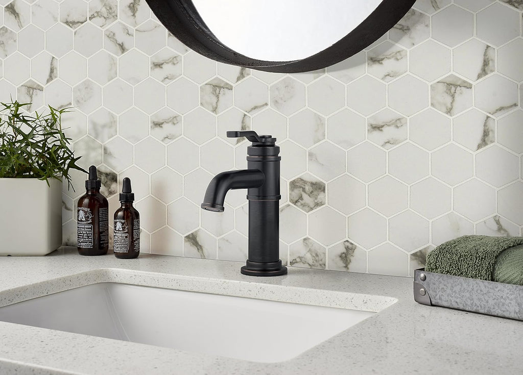 Statuario Hexagon Glazed Porcelain Mesh Mounted Wall Tile Flooring
