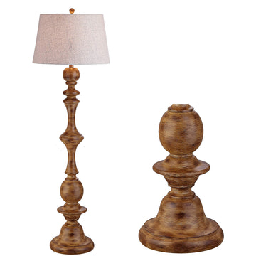 Taylor Candlestick Floor Lamp 67", Brown Wood Finish