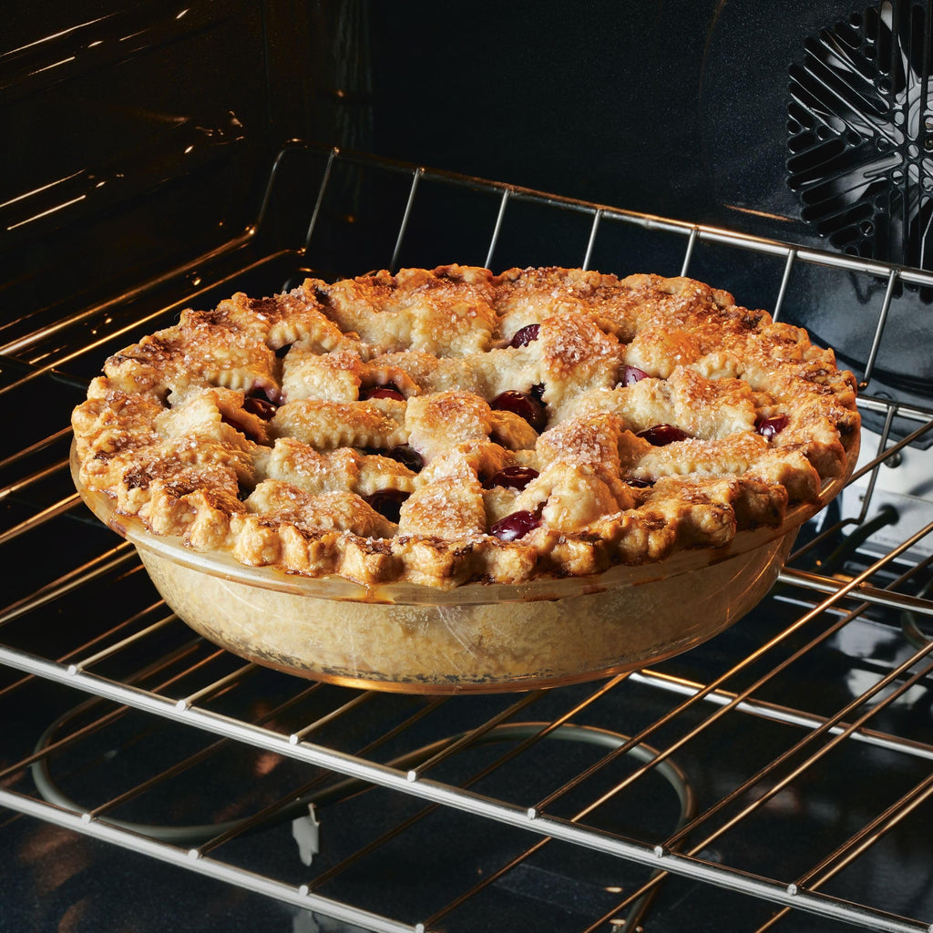 & LOCK Purely Better Glass Round Pie Baking Dish/Food Storage Container with Lid, 9.5 Inch, Clear