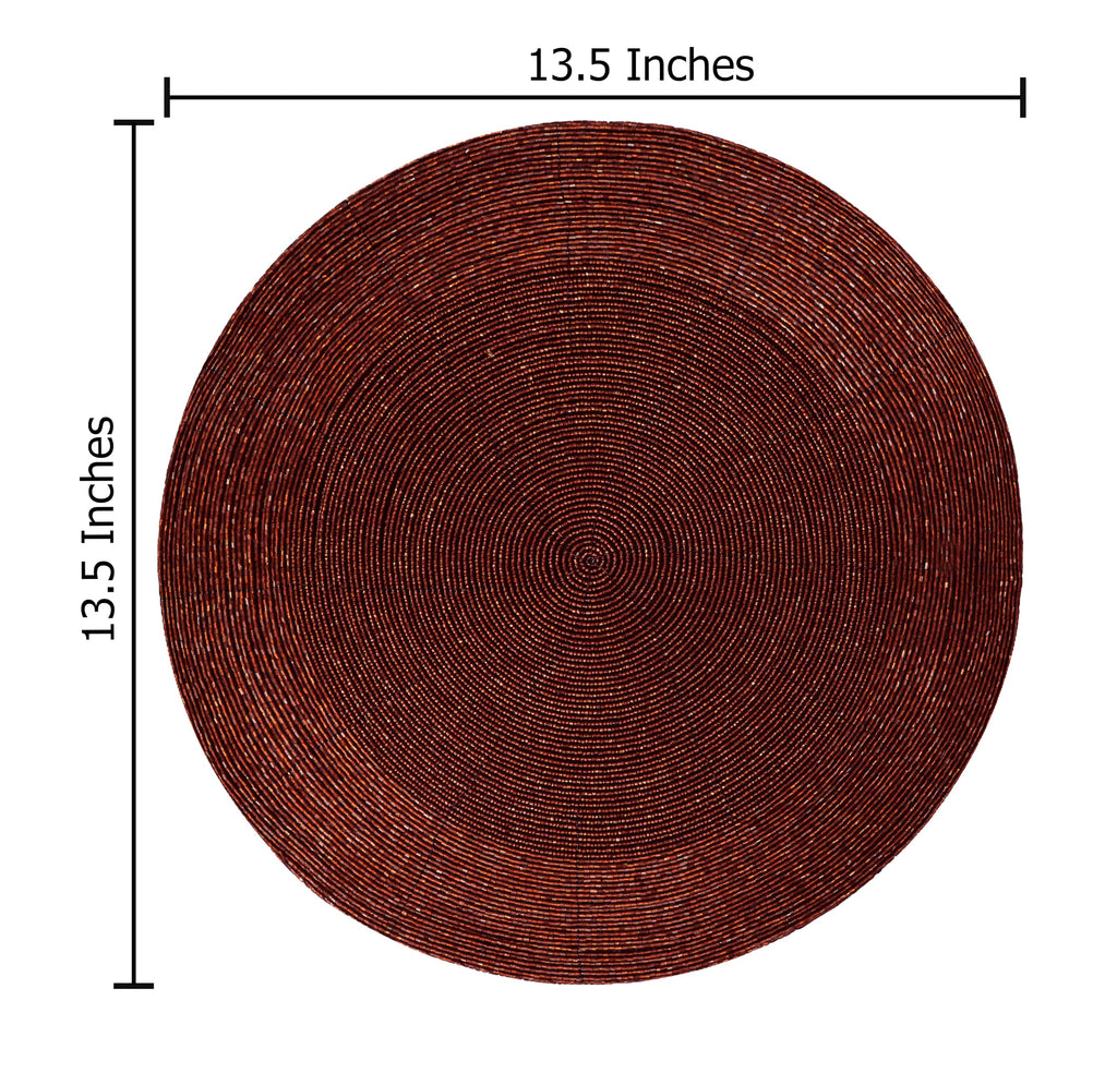 Glitz Handmade Beaded Charger Placemats - Set of 4 - Burgundy