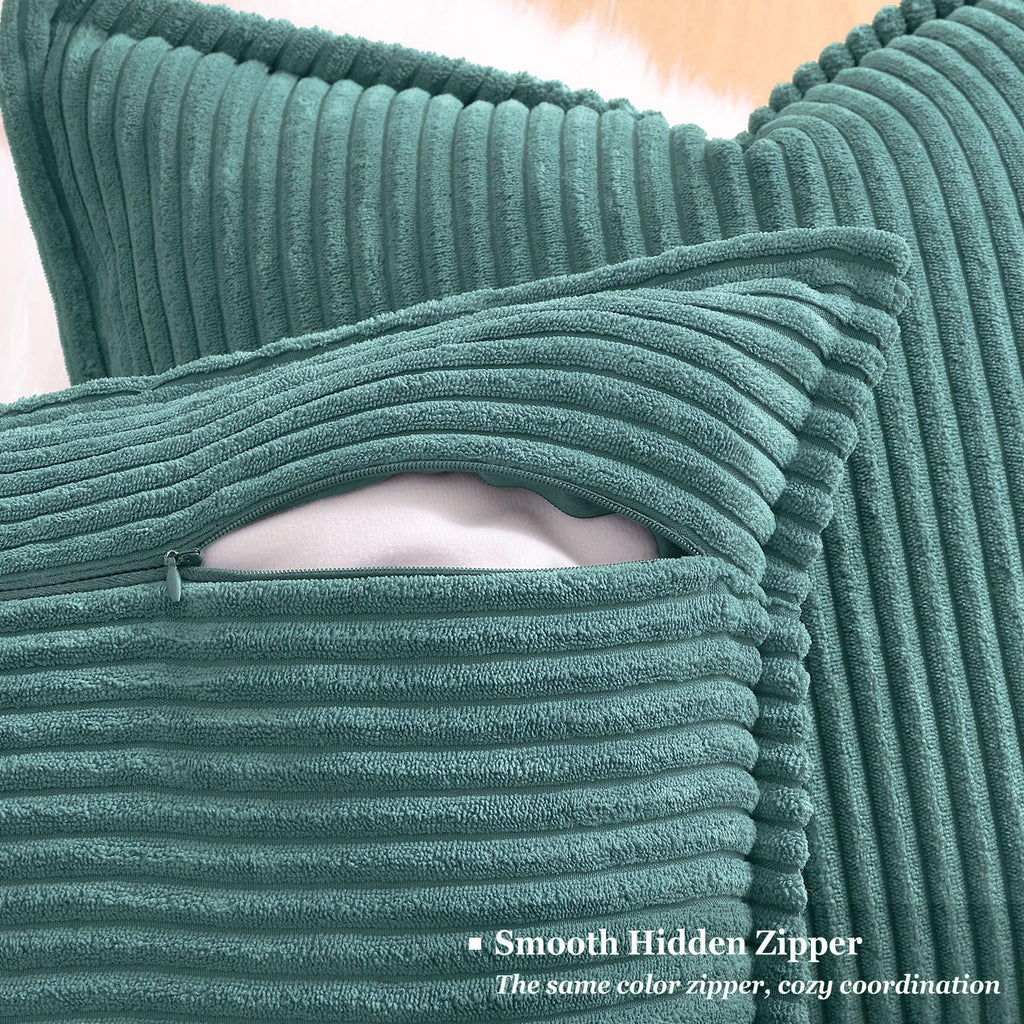 Corduroy Turquoise Throw Pillow Covers 18x18 Set of 2