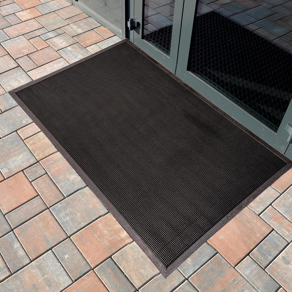 Heavy Duty Rubber Fingertip Entrance Mat, Outdoor Doormat with Dirt Trapping Surface, Non-Slip Rubber Door Mat