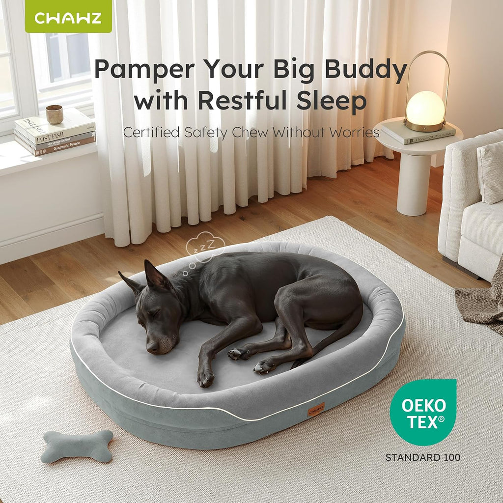 XXL Orthopedic Dog Bed, . Dog Bed for Large Sized Dogs with Full-Surround Bolsters, Dual-Sided Dog Cooling Beds